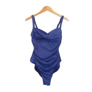 Niptuck Swim One Piece Royal Blue Ruched Sweetheart Neckline Multi Fit Cup US 8
